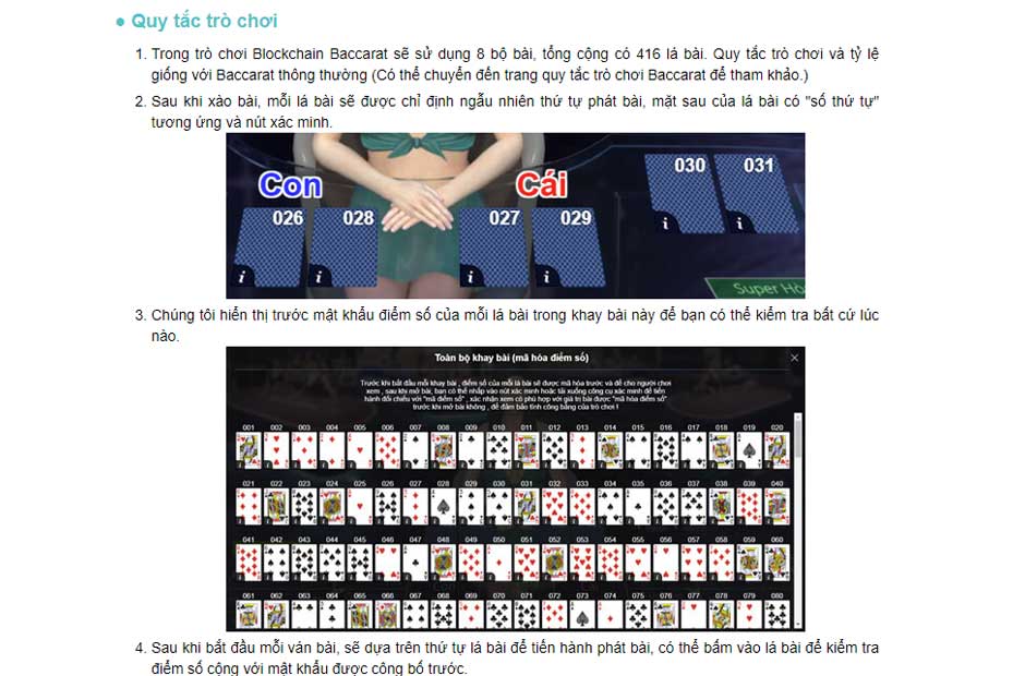 luật chơi blockchain baccarat
