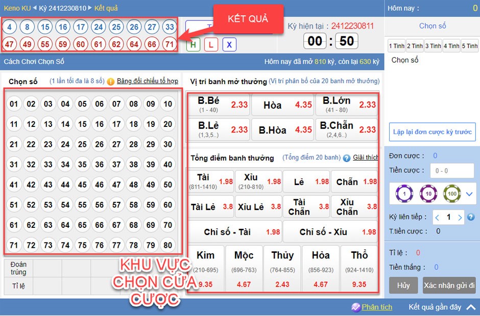 Các khu cược trong trò chơi